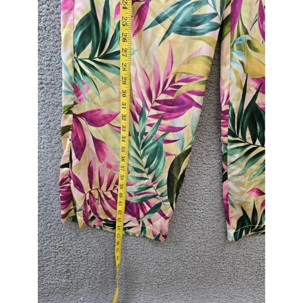 GUESS Ines Wide-Leg Pants Women's M Tropical Escape Print Elastic Waist Pull On
